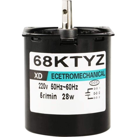 68KTYZ Moteur Synchrone à Aimants Permanents, AC220V 28W Moteur à Couple Elevé CW/CCW Moteur Electrique à Faible Vitesse 5/10/15/40/50/60/80 tr/min (5rpm) (1/5)