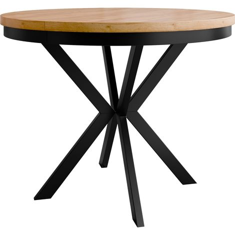 Table Oswego 156, Chêne doré artisanal, 76x0x0cm, Disponible, Stratifié, Métal
