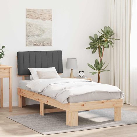 Estructura de Cama con Cabecera Tapizada Gris oscuro