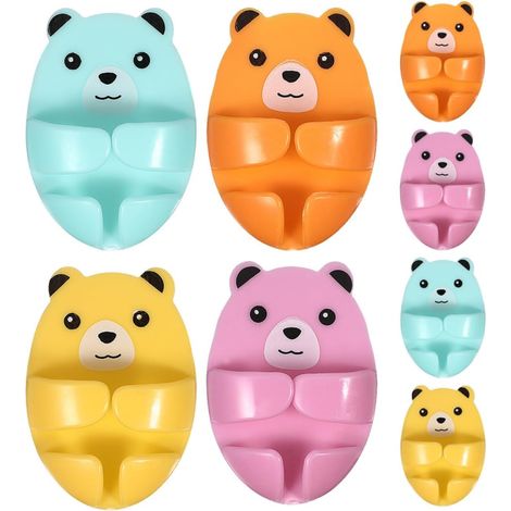 Crochets Adhésifs en Plastique D'ours pour Organiser Câbles et Prises Lot de 8 Support Mural sans Perçage pour Bureau Cuisine (1/5)