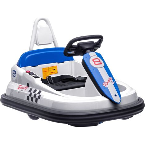 6V Electric Kids Bumper Car, 6V Spin Waltz Car, with Music, Horn, Lights - White