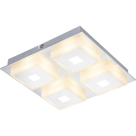 Deckenleuchte Deckenlampe 4-Flammig Wohnzimmer Aluminium Beleuchtung satiniert, chrom Acryl, 4x LED 4x 5 Watt 4x 210 lm, L x B x H 20x20x4 cm
