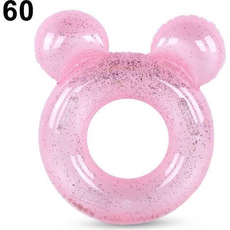 Bouée gonflable ronde à paillettes roses pour enfants, bébé, brillante et mignonne, 60 cm / 23,7 pouces, idéale pour la piscine et les vacances d'été. (1/5)