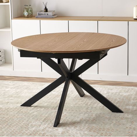 Table à manger extensible 120-200 cm pieds en métal noir - VENTER