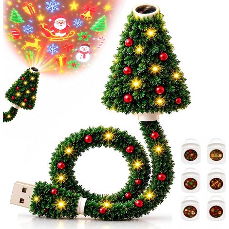 Projecteur de lumières de Noël – Projecteur HD USB pour sapin et plafond avec motifs festifs – Veilleuse d'intérieur sur secteur avec 6 scènes de fêtes (1/5)