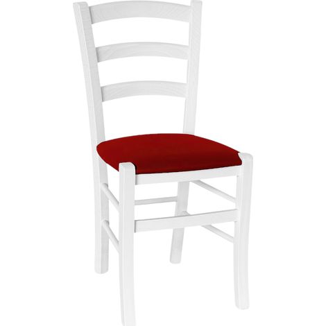 Sedia legno venezia bianca con seduta similpelle rosso