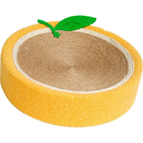 Griffoir rond orange en sisal et chanvre résistant et anti-usure, peu encombrant, pour chat, idéal pour les familles et les magasins d'intérieur. (1/4)