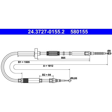 Tirette à câble, frein de stationnement ATE 24.3727-0155.2 AUDI 8D0 609 721 AA