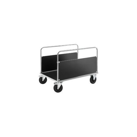 Kongamek Plattformwagen, verzinkt 1200x800x900mm mit Ladefläche und 2 stirnseitigen Wänden aus MDF mit Gummibereifung und Bremse (1/3)