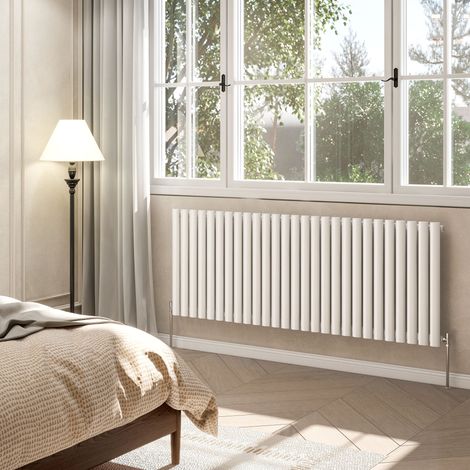 AVER-GROWTH White Radiator Horizontal Oval Column Single Panel Rad 600x1593mm