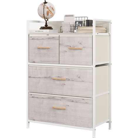 Rustic Chest of Four Fabric Drawers Black (1/5)
