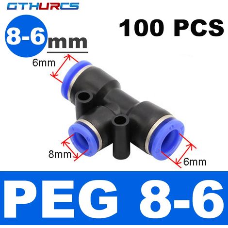 Raccord pneumatique en T 3 voies (PEG 6-8-6) pour connecteur pneumatique Quick Air (1/5)
