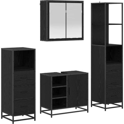 Maison Exclusive - Badezimmermöbel-Set 4 pcs Schwarz Eichen-Optik