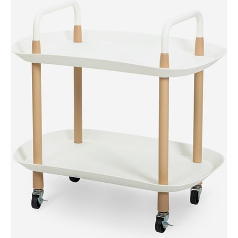 Carrello portavivande moderno con ruote 2 ripiani bianco nero Wala - Bianco