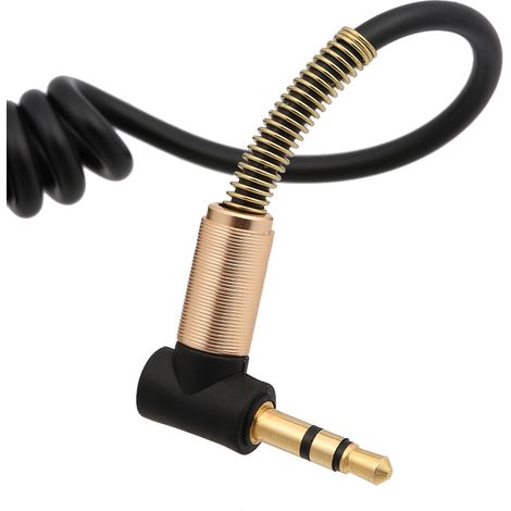 Câble d'extension audio de 1,7 mètre, prise jack 3,5 mm mâle-mâle, câble AUX, rallonge audio 3,5 mm avec ressort, câble spiralé extensible pour ordinateur, téléphone portable et amplificateur (1/5)