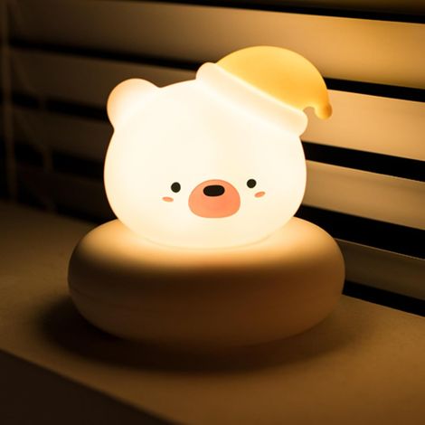 Luz nocturna recargable con forma de gato bebé, luz nocturna decorativa para guardería infantil, niñas, regalos para recién nacidos (osito de peluche). (1/4)