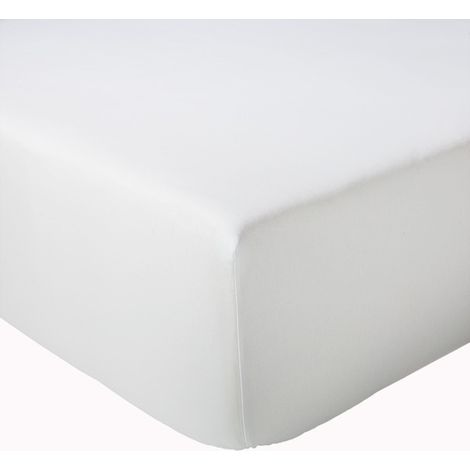 Drap-housse uni en satin de coton Blanc 140x190 cm