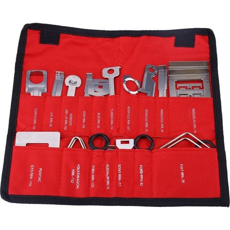 38-piece Radio Removal Tool Set, Car Stereo Extraction Tool, Carbon Steel Removal and Installation Tool (Red Bag) (1/5)