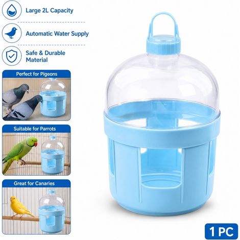 Distributeur d'eau automatique pour oiseaux - Abreuvoir pour pigeons, perroquets et canaris - 2L (couleur aléatoire) (1/5)