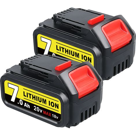 Lot de 2 batteries de rechange 18V 7.0Ah pour DeWalt 18V Batterie DCB184 DCB200 DCB182 DCB180 DCB181 DCB201