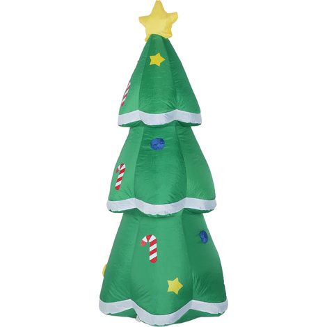 Albero di Natale gonfiabile a LED da 1,5 metri (4,9 piedi) realizzato in poliestere 210T, impermeabile IP44, decorazione da giardino con musica per prato, giardino, feste, spina europea 220-240V. (1/5)