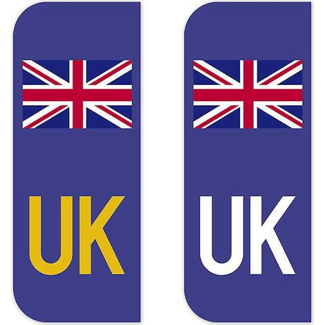 12 britische Nummernschildaufkleber - Europäische Aufkleber (Weiß + Gelb) (1/5)