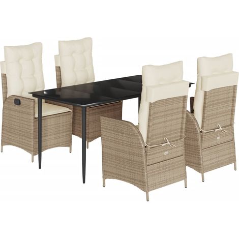 Maison Exclusive - Set comedor de jardín 5 pzas con cojines ratán (1/5)