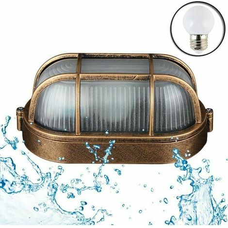Applique D'extérieur Hublot, Lampe Ronde En Aluminium Moulé Sous Pression Applique, Murale Marine Nautique Lumière Vintage Industrielle Lampe De Bateau Décoration Mur Patio Couloir Lampes E27