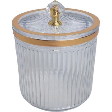 Organisateur de maquillage avec pot distributeur de cotons-tiges, pot anti-poussière pour salle de bain, bureau, comptoir, maison ou hôtel-Transparent