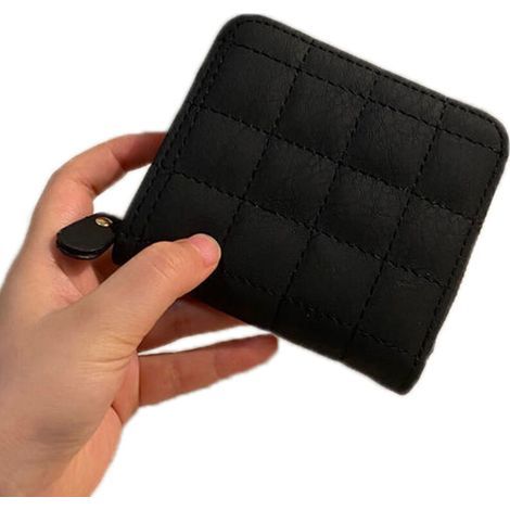 Portefeuille en Cuir PU Grande Capacité 8 Fentes Carte avec Fermeture Éclair Noir (1/5)