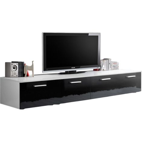Mobile TV 200cm Collezione COMET. Colore bianco e nero. 2 ante a ribalta.
