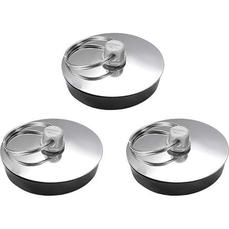 Bouchon d'évier en acier inoxydable, 37mm, avec anneau, pour baignoire, cuisine, salle de bains, 3 paquets (1/3)