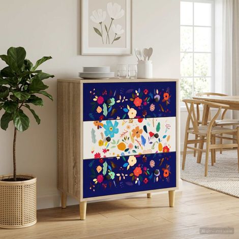 vidaXL Cajonera MAINZ Estampado floral 66 x 36,5 x 75 cm Sonoma (1/5)