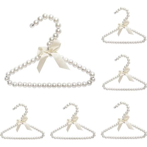 Lot de 6 mini cintres élégants en perles avec nœud en ruban pour animaux de compagnie, chiens, chats, petits bébés et enfants