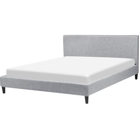 Bett mit Lattenrost Stoff FITOU 160 x 200 cm Hellgrau