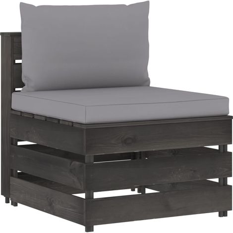 Canapé central sectionnel Contemporain - Sofa Divan Banquette - avec coussins Bois imprégné de gris Chic-622417 (1/4)