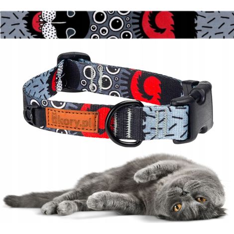 Collier pour petit chat d'extérieur 20-24 cm résistant Ukory GRAY monsters (1/5)
