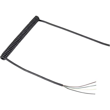 TRU COMPONENTS 1570978 Spiralkabel 188 mm / 500 mm 4 x 0.12 mm² Schwarz 1 St.