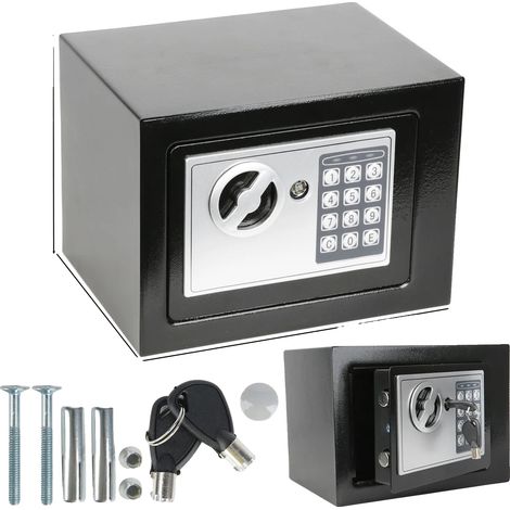 Coffre-fort de sécurité électronique, construction en acier, verrou numérique et à clé, Noir-4.6L (1/2)