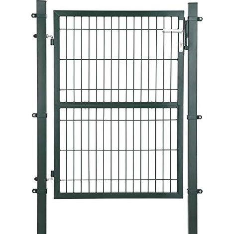 Cancello in acciaio zincato Cancello per recinzione Cancello da giardino Robusto e durevole con serratura Maniglia e chiave di qualità 106 x 125 cm (L x A) Verde 120001887