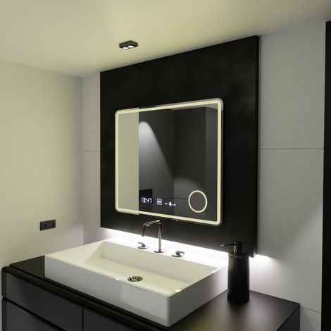 Miroir LED 80x60 Desembuage Thermometre Loupe Cosmetique (1/5)