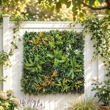 Seto Artificial Ocultación Jardín en Rollo 1x1 m Valla de Privacidad de Hiedra Artificial para Balcón Exterior (1/5)