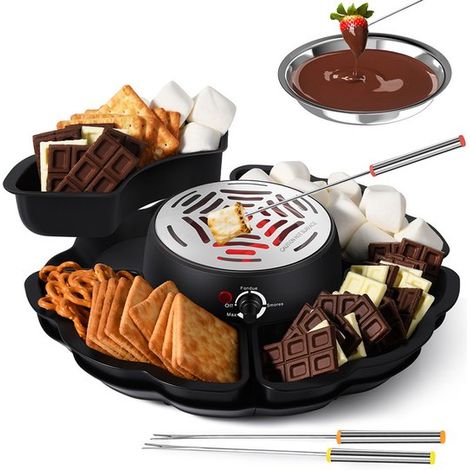 Juego de olla eléctrica integrada 2 en 1: máquina para hacer malvaviscos, bandeja extraíble, 4 soportes para brochetas (1/5)