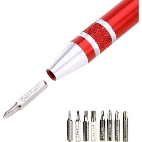 Kit de tournevis de précision 8 en 1, stylo tournevis aimanté, portable pour réparation de laptop, montre, bijoux, jouets, lunettes (1/5)