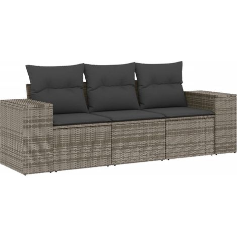 Maison Exclusive - 3-tlg. Garten-Sofagarnitur mit Kissen Grau Pol