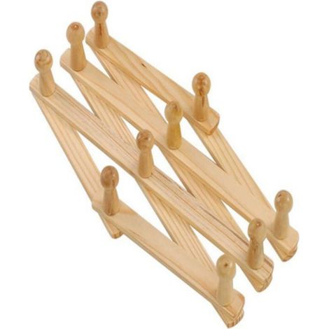 Porte-manteau mural en bois expansible - - Accordéon - 10 crochets - 35x6.5x6 cm - Multi-usage - Élégant - Robuste (1/5)