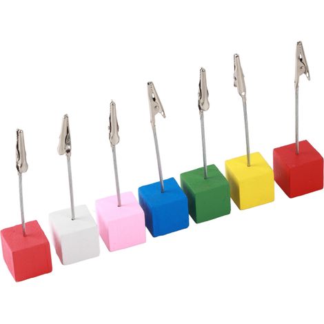 7 porte-cartes en bois colorés pour photos, notes et décoration - lot de 7, design portable et élégant (1/5)