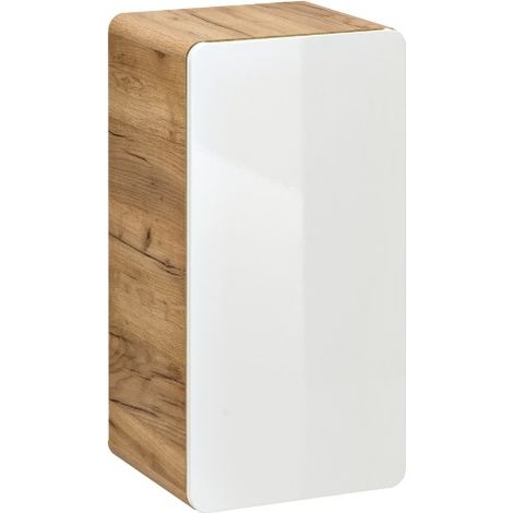 Mobile bagno ERBANO – Rovere chiaro e bianco lucido – 35x68 cm – 1 porta – Da appendere