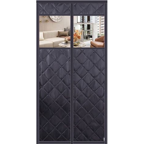 Rideau de porte magnétique isolant, garde la chaleur en hiver, coupe-vent et se ferme automatiquement (noir, 120220cm) (1/5)