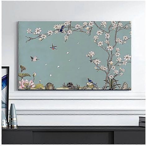 Protective Case For Tv Inside Dustproof Tv Cover Birds Flower Pattern 50 Inch (1/5)